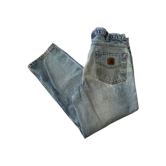 Baggy Carhartt Jeans Mens 34x28 Blue Denim B17 Vintage Workwear Y2K Pants - Picture 1 of 15